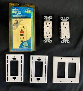 lot 97 image: Leviton Smart Lock GFCI Plug, 2 Plug-ins Wall plate Cover for 1 outlet and 1 for 2 outlets