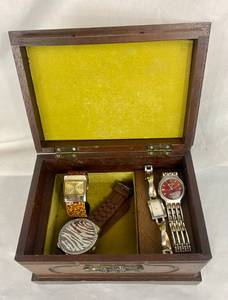 lot 120 image: Music Box with 4 Watches
