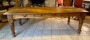 lot 153 image: Large Wooden Sturdy Heavy Dining Table