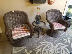 lot 111 image: WickerRattan 2 - Person Seating Group with Cushions - different location and pick up date - Arlington