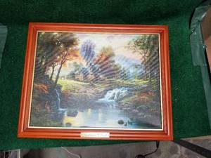 lot 213 image: Thomas Kinkade lighted wall art - Mountain Retreat - Gallery edition