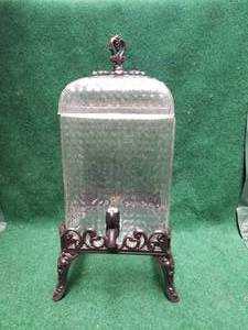 lot 193 image: Glass drink dispenser on metal stand
