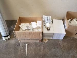 lot 15 image: Box 0f 8w bulbs and large LED bulb