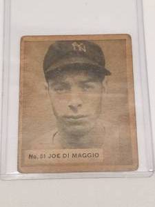 lot 2 image: Joe Di Maggio baseball card No. 51 1936 -  Authenticity unknown