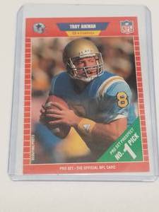 lot 152 image: Troy Aikman Rookie Pro-Set football card #490