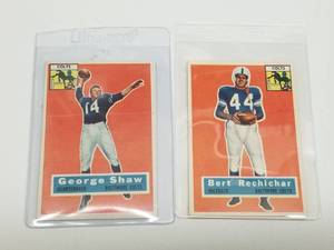 lot 176 image: George Shaw and Albert Rechichar Topps football cards