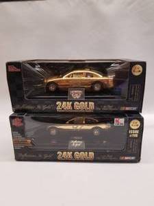 lot 61 image: 24k Gold plated Racing Champions diecast race cars #97 and #33 124