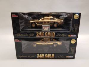 lot 192 image: 24K gold plated Racing champions diecast racecars #77 and #42 124