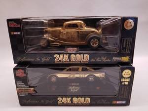 lot 211 image: 24k gold plated racing champions diecast collectibles #99 and #4 124