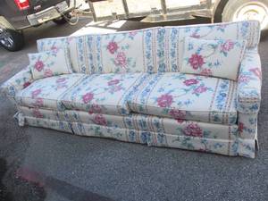 lot 16 image: VINTAGE- Floral Sofa On Casters