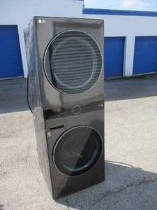 lot 50 image: LG-THIN Q, OverUnder, Electric, WasherDryer Tower, Model WKEX200HBA-UNTESTED