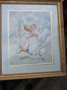 lot 67 image: Large Sandra Kuck Angel Kisses Wishes And Dreams Art Angelic Children Boy Angel Girl Angel Doves Heaven Dated 1999