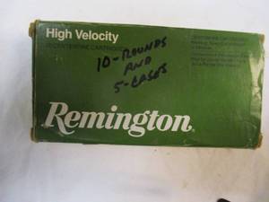 lot 78 image: REMINGTON High Velocity 35-Remington, 150-Gr. Core-Lokt, PTD Soft Pt. Cartridges, 10-Full Cartridges and 5-Empty Cartridges
