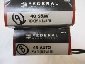 lot 90 image: LOT Mixed Ammunition, 9-Rounds of Federal 40-S&W, 8-Rounds of Federal 45-Auto and 5-Sellier&Bellot 00-12-Ga Shotgun Shells