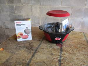 lot 45 image: LOT- West Bend Model 82707, 110-Volt Stir Crazy Electric Stirrer And Outdoor Gourmet Hamburger Press