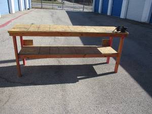 lot 49 image: Shop Work Bench With Lower Shelf And #43-Columbian Vise Co, USA Vise.