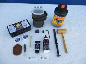 lot 9 image: LOT- Black Powder Rifle Items In Portable Lock Box.