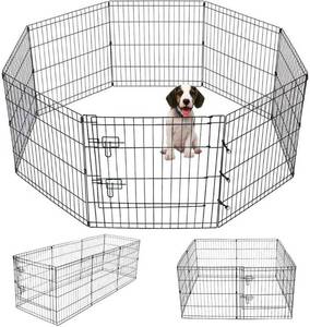 lot 74 image: Kids  Pet Indoor  Outdoor Indoor Exercise Pen,Gate Fence Foldable Crate 8 Panels 24 Inch Kennel Pen-Playpen