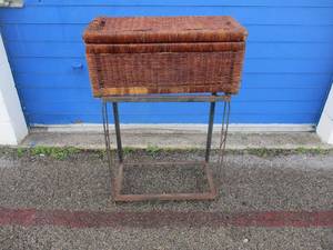 lot 109 image: Wicker Basket and Metal Frame Stand.