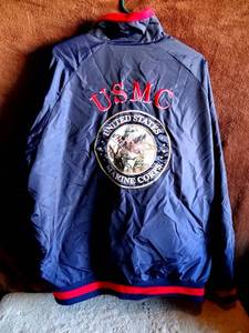 lot 101 image: AWESOME REVERSIBLE USMC FLEECESATIN JACKET WITH SEMPER FI EMBROIDERED