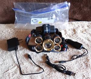 lot 208 image: 5 WAY LED HEADLIGHT W STROBE SETTING - TESTEDWORKS