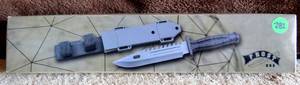 lot 282 image: Frost Cutlery Black Rubberized Handle Sawback Bowie Fixed Blade Knife FC-34B - NEW IN BOX
