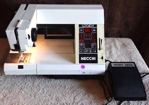 lot 290 image: VINTAGE Necchi Logica 592 Computerized Sewing Machine (1980s) wPedal - POWERS ON