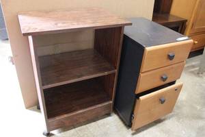 lot 159 image: Rolling File Cabinet by Bush Furniture and Rolling Storage Cart