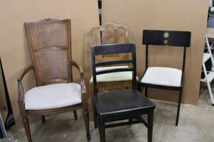 lot 166 image: 4 Dining Chairs Assortment including Cane Back Arm Chair