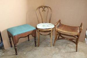 lot 181 image: Mid Century Benches and Round Seated Chair