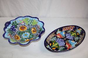 lot 189 image: Mexican Bowl and Platter Hand Painted Pottery
