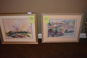 lot 73 image: Water Color Painting and Water Color Print Signed by artists