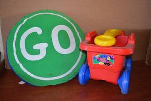 lot 199 image: Mega Bloks with Cart and StopGo Pillow