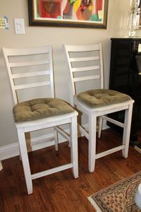lot 56 image: Pair of Painted and Glazed Maple Wood Barstools