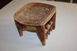 lot 125 image: African Nupe Tribal Hand Carved Stool