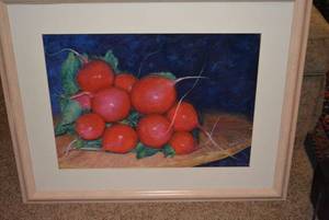 lot 80 image: Radishes Realism Painting Signed by local artist Rachel Cristol