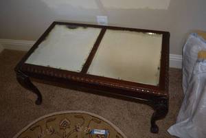 lot 103 image: Antique 2-Pane Glass Top Coffee Table