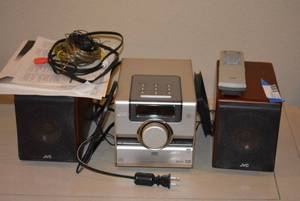 lot 83 image: JVC CDDVD Audio System CA-C33BK with Wood Cone Speakers
