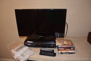 lot 85 image: Toshiba DVD Player, Samsung Screen Model UN26EH4000F, and DVDs