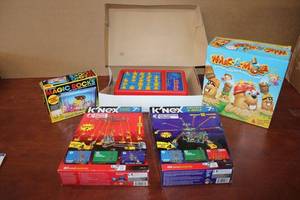 lot 204 image: KNEX Sets unopened, Whac-a-mole unopened, Magic Rocks Crystal Growing Kit and Perfection as shown