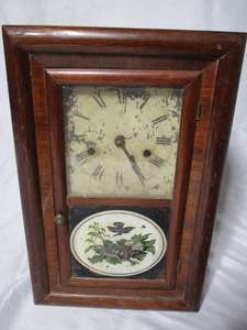 lot 61 image: ANTIQUE SETH THOMAS WALL CLOCK, EVERYTHING APPEARS TO BE ORIGINAL AND UNCHANGED