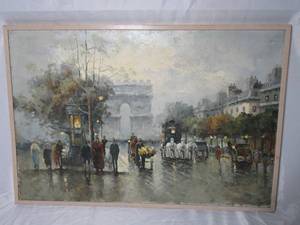 lot 64 image: PAINTING OF CITY SCENE, SIGNED J. GASTON