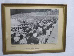 lot 54 image: FRAMED PHOTO W FOLLOWING TITLE- GENE KINISKI -vs- FRITZ VON ERICH, AUG. 3RD 1968, HEAVYWEIGHT WRESTLING CHAMPIONSHIP. LEFT CORNER-TURNPIKE STADIUM. RIGHT CORNER- ATTENDANCE 15,000