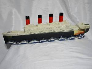 lot 68 image: VINTAGE PORCELAIN COLONIAL O.B.R. WHISKEY STRAIGHT BOURBON (EMPTY) RMS TITANIC LIQUOR BOTTLE, STILL HAS ARKANSAS LIQUOR TAX STICKER &amp BOTTLE STAMP