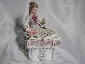 lot 89 image: YAMADA ORIGINAL DESIGN FOR LIFTON, VICTORIAN LADY PLAYING PIANO MUSIC BOX, SIGNED Y. YAMADA