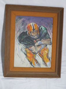 lot 197 image: GREEN BAY PACKERS OIL PAINTING