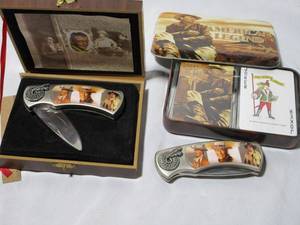 lot 126 image: JOHN WAYNE COLLECTOR KNIVES &amp PLAYING CARDS