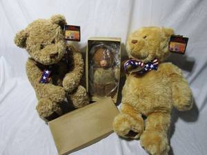 lot 298 image: 2 100TH ANNIVERSARY OF THE TEDDY BEAR WISH BEAR 2002, EACH WITH DIFFERENT TEXTURE FUR, VINTAGE TEDDY BEAR IN BOX