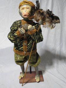 lot 300 image: VINTAGE FOLK ART STANDING MONKEY, PORCELAIN