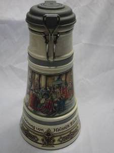 lot 349 image: LARGE GERMAN BEER STEIN, DAS AITEN MUNETER BRAUER BIER STEIN, ROMERKRUG NO 2.&nbsp
